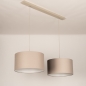 Foto 31570-7: Beige hanglamp met twee taupe linnen kappen E27