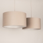 Foto 31570-8: Beige hanglamp met twee taupe linnen kappen E27
