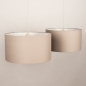 Foto 31570-9: Beige hanglamp met twee taupe linnen kappen E27