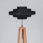 Foto 31586-4: Houten vloerlamp met mooie ronde stoffen kap in het bruin E27