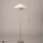 Foto 31591-1: Beigefarbene Stehlampe mit rundem Stoffschirm in Beige, E27