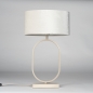 Foto 31595-3: Stijlvolle tafellamp in beige met ovale velvet kap in beige