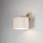Foto 31603-11: Beige wandlamp bedlamp met ronde kap van fluweel in beige met schakelaar op de wandplaat