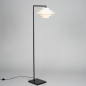 Foto 31629-2: Zwarte vloerlamp met crème/beige stoffen kap E27
