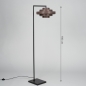 Foto 31632-1: Zwarte vloerlamp met bruine stoffen kap E27