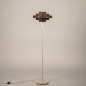 Foto 31635-3: Beigefarbene Stehlampe mit braunem Stoffschirm, E27