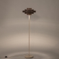 Foto 31635-5: Beigefarbene Stehlampe mit braunem Stoffschirm, E27