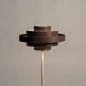 Foto 31635-7: Beigefarbene Stehlampe mit braunem Stoffschirm, E27