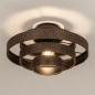 Foto 31649-2: Runde Deckenlampe mit fünf Stoffringen in Braun