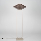 Foto 31674-2: Beige vloerlamp met bruine, stoffen kap