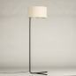 Foto 31680-1: Zwarte staande schemerlamp met beige linnen lampenkap