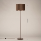 Foto 31748-1: Koffiebruine vloerlamp met bruine velvet lampenkap