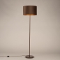 Foto 31748-2: Koffiebruine vloerlamp met bruine velvet lampenkap