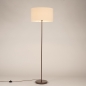 Foto 31749-2: Koffiebruine vloerlamp met beige, linnen lampenkap