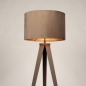 Foto 31750-3: Driepoot vloerlamp met lampenkap van taupekleurig fluweel