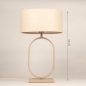 Foto 31787-1 maatindicatie: Stijlvolle tafellamp in Taupe met ovale, beige linnen kap