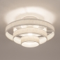 Foto 31816-2: Een grote plafondlamp met vijf ringen van crème/beige linnenstof