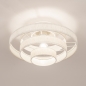 Foto 31816-3: Een grote plafondlamp met vijf ringen van crème/beige linnenstof