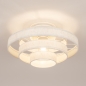 Foto 31816-4: Een grote plafondlamp met vijf ringen van crème/beige linnenstof