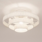 Foto 31816-5: Een grote plafondlamp met vijf ringen van crème/beige linnenstof