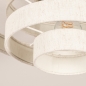 Foto 31816-8: Een grote plafondlamp met vijf ringen van crème/beige linnenstof
