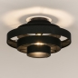 Foto 31821-2: Een grote plafondlamp met vijf ringen van zwarte linnenstof.