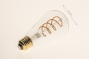 Foto 387-1: Vintage led filament lamp in druppelvorm met gekrulde kooldraad E27