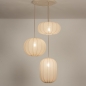 Foto 47395-21: Hanglamp in japandi stijl met drie lampionnen van beige stof