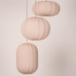 Foto 47395-26: Hanglamp in japandi stijl met drie lampionnen van beige stof