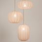 Foto 47395-33: Hanglamp in japandi stijl met drie lampionnen van beige stof