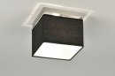 Foto 71210-1: Vierkante plafondlamp met zwarte vierkante lampenkap van stof