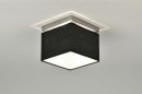Foto 71210-2: Vierkante plafondlamp met zwarte vierkante lampenkap van stof