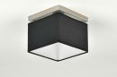 Foto 71210-5: Vierkante plafondlamp met zwarte vierkante lampenkap van stof