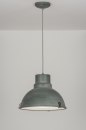Foto 72052-1: Industriële hanglamp in betongrijs met glasplaat