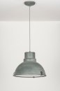 Foto 72052-4: Industriële hanglamp in betongrijs met glasplaat