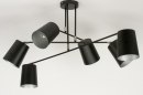 Foto 72310-4: Moderne Deckenleuchte mit 6 Lampenschirmen in trendigem mattem Schwarz