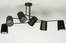 Foto 72310-5: Moderne Deckenleuchte mit 6 Lampenschirmen in trendigem mattem Schwarz