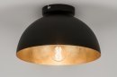 Foto 72496-1: Koepellamp in zwart met goud voor aan het plafond