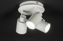 Foto 72530-1 onderaanzicht: Witte badkamer plafondlamp met drie verstelbare GU10 spots 