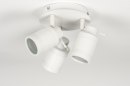 Foto 72530-7 onderaanzicht: Witte badkamer plafondlamp met drie verstelbare GU10 spots 