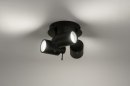 Foto 72531-2 onderaanzicht: Zwarte plafondlamp 3-lichts, ook geschikt voor in de badkamer 