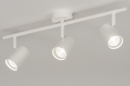 Foto 72608-11: Witte 3-lichts opbouwspot met ronde plafondplaat