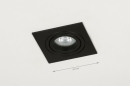 Foto 72776-14: Quadratischer, richtbarer Einbauspot in mattschwarzer Farbe, geeignet für LED