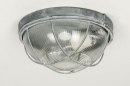 Foto 72863-3: Ronde scheepslamp voor pafond en wand met geribbeld glas en vintage look