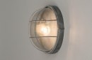 Foto 72863-7: Ronde scheepslamp voor pafond en wand met geribbeld glas en vintage look