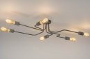 Foto 72879-2 schuinaanzicht: Strakke, minimalistische fittinglamp voor aan het plafond uitgevoerd in een beton grijze kleur.