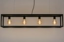 Foto 72909-6 vooraanzicht: Hanglamp: Industrieel en Zwart metaal met vier fittinglampen