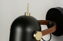 Foto 72978-6 detailfoto: Wandlamp in zwart met goud en leren detail