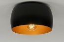Foto 73032-1 onderaanzicht: Ronde plafondlamp in zwart met goud 