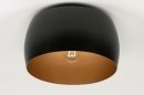 Foto 73032-4 onderaanzicht: Ronde plafondlamp in zwart met goud 